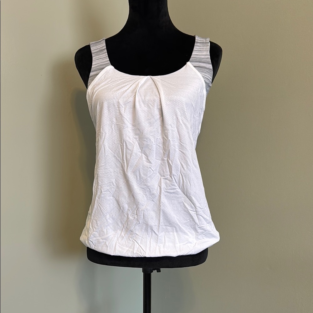 Lululemon Athletica White Pleated Fitted Tank Top